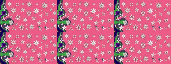 Sevimli çiçek raster deseni. Pembe renkli çiçekler. Renkli Bahar Teması eskiz kalıbı. Düz Çiçek Elementleri Tasarımı.