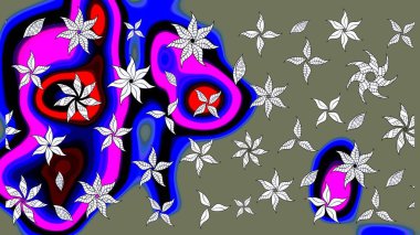 Yeşil renkli çiçekler. Raster düz çiçek çizim deseni. Tasarım hediye paketi, tebrik kartları, posterler ve afiş tasarımı.