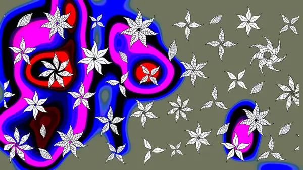 Yeşil renkli çiçekler. Raster düz çiçek çizim deseni. Tasarım hediye paketi, tebrik kartları, posterler ve afiş tasarımı.