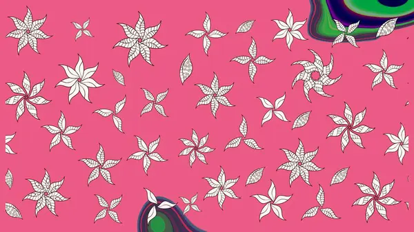 Pembe renkli çiçekler. Renkli Yaz Temalı eskiz kalıbı. Düz Çiçek Elementleri Tasarımı. Çiçekli retro deseni çiz.