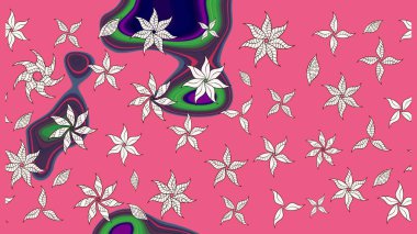 Raster illüstrasyonu. Klasik çiçek tasarımı elementleri. Pembe kıvırcık çiçekler pembe renklerde.