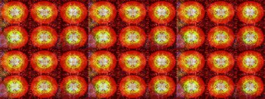 Yeni yıl kar tanesi. Düz kar karalama ikonları, kar taneleri kırmızı, turuncu ve kahverengi renkli siluetler noel afişi, kartlar. Güzel soyut kar taneleri raster tasarımı..