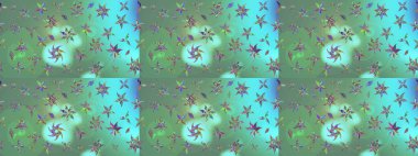 Raster illüstrasyonu. Yeşil renkte çiçek çizimi. Şatafatlı bahar bahçesi dokusu. Çiçek deseni. Yeşil renkte çiçekler.