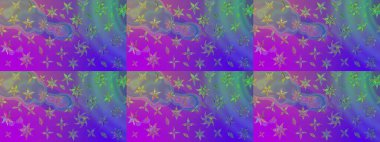 Mor renkte manzaralı çiçek deseni. Çiçek kompozisyonu, el boyası, hassas şablon. Sevgililer günü ve tebrik kartı konsepti için şık bir davetiye. Üst görünüm, yumuşak biçim.