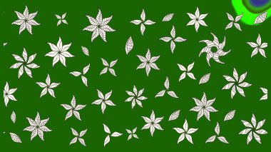 Düz Çiçek Elementleri Tasarımı. Yeşil renkli çiçekler. Raster illüstrasyonundaki çiçek desenli çizim. Renkli Yaz Teması çizim şablonu.