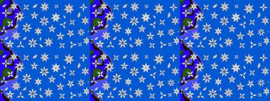 Klasik çiçek tasarımı elementleri. Mavi kıvırcık çiçekler mavi renkte şekillenir. Raster illüstrasyonu.