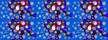 Sevimli çiçek raster deseni. Mavi renkli çiçekler. Renkli Bahar Teması eskiz kalıbı. Düz Çiçek Elementleri Tasarımı.