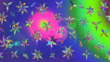 Mavi renkli çiçekler. Çiçekli çiçek deseni, suluboya. Raster illüstrasyonu. Renkli Bahar Teması eskiz kalıbı. Düz Çiçek Elementleri Tasarımı.