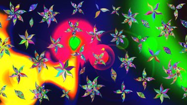 Güzel kumaş deseni. Mavi renklerde. Raster illüstrasyonundaki çiçek desenli çizim. Raster illüstrasyonu.