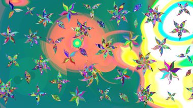 Mavi renkli çiçekler. Çiçek süslemeli çizim deseni. Raster illüstrasyonu.