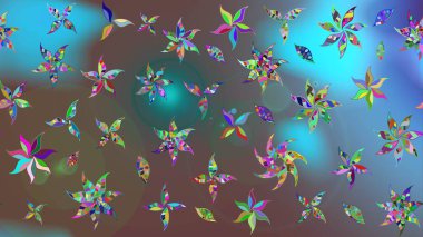 Mavi renkli çiçek desenli çizim. Suluboya tarzında mavi renkte çiçekler.