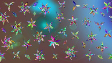 Renkli Yaz Temalı eskiz kalıbı. Sevimli çiçek raster deseni. Düz Çiçek Elementleri Tasarımı. Modaya uygun kumaş deseni.