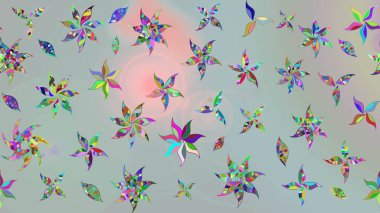 Güzel kumaş deseni. Raster illüstrasyonundaki çiçek desenli çizim. Renkli Bahar Teması eskiz kalıbı. Düz Çiçek Elementleri Tasarımı.