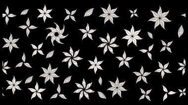 Siyah renkli çiçekler. Çizim çiçek deseni duvar kâğıdı olarak kullanılabilir. Raster illüstrasyonu.