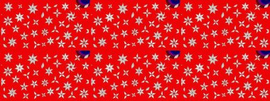 Raster illüstrasyonundaki çiçek desenli çizim. Kırmızı renkte çiçekler. Renkli Bahar Teması eskiz kalıbı. Düz Çiçek Elementleri Tasarımı.