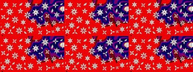 Çiçek kırmızısı eskiz deseni. Raster çiçek izi. Klasik taslak çizimi.