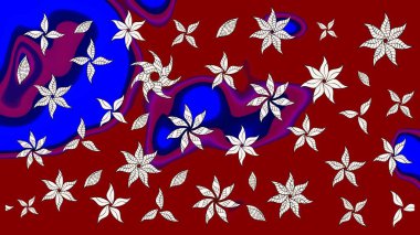 Parlak renkli çiçekli ve kırmızı yapraklı harika bir çiçek deseni. Modern çiçek arkaplanı. Moda baskıları için zarif bir şablon. Halk stili.