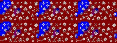 Çiçek desenli çizim. Raster illüstrasyonu. Asya tekstil tarzında. Kırmızı renkte çiçekler. Raster illüstrasyonu.