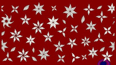 Raster illüstrasyonundaki çiçek desenli çizim. Suluboya tarzında kırmızı renkte çiçekler.