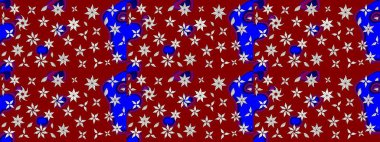 Küçük çiçekli basit bir çiçek çizimi. Kırmızı renkte sevimli çiçekler. Moda baskısı, albüm, ambalaj kağıdı ve duvar kağıdı için zarif dekoratif süslemeler. Raster illüstrasyonu.