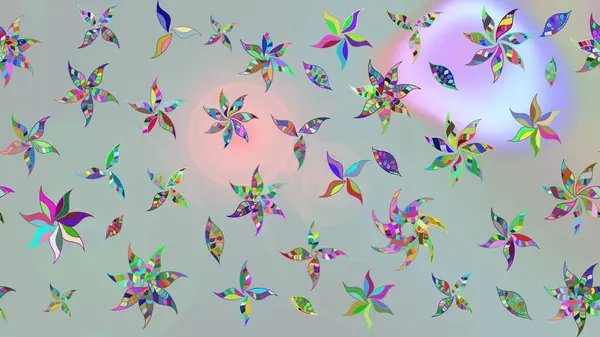 Raster illüstrasyonundaki çiçek desenli çizim. Renkli Bahar Teması eskiz kalıbı. Düz Çiçek Elementleri Tasarımı. Gri renkli çiçekler.