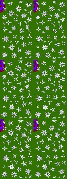 Düz Çiçek Elementleri Tasarımı. Sevimli çiçek raster deseni. Sketch Colour Spring Theme eskiz kalıbı. Yeşil renkte çiçekler.