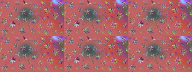 Raster çiçek desenli çiçek deseni, yapraklar, dekoratif elementler, sıçrama, lekeler, el çizimi kontur çizgileri ve Doodle çizim stili, grafik raster çizim çizimi.