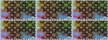 Düz Çiçek Elementleri Tasarım Raster illüstrasyonu. Çiçekli, suluboya desenli kusursuz çiçek deseni. Kahverengi renkte çiçekler. Renkli Bahar Teması Özelliksiz Arkaplan.