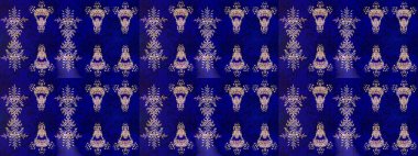 Raster illüstrasyonu. Mavi, siyah ve nötr renklerde. Mavi, siyah ve nötr papatyalardan oluşan mavi, siyah ve nötr bir desen..