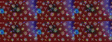 Parlak renkli çiçekli ve kırmızı yapraklı harika bir çiçek deseni. Moda baskıları için zarif bir şablon. Halk tarzı. Modern çiçek arkaplanı.