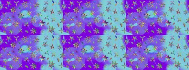 Raster. Zarif, parlak ve eskiz mor çiçek desenli tasarım. Sabıka baskıları, bebek kıyafetleri, duvar kâğıtları, paket kutuları vb..
