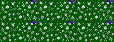 Şirin çiçekler. Raster Moda kumaş deseni. Çizgi çizimi deseni.