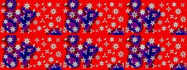 Çiçekli karalama şeklinde Raster çiçek deseni. Kırmızı renkte çiçekler. Nazik, sevimli çiçek arkaplanı..