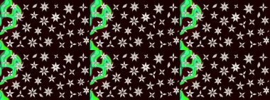 Düz Çiçek Elementleri Tasarımı. Raster illüstrasyonundaki çiçek desenli çizim. Renkli Bahar Teması eskiz kalıbı. Siyah renkte çiçekler.