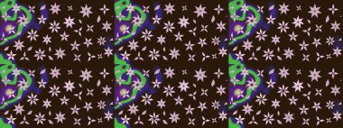 Kahverengi renkli çiçekler. Raster illüstrasyonu. Tropikal çizim çiçek deseni.