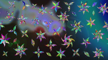 Küçük çiçekteki sevimli çiçek deseni. Robot resim. Raster illüstrasyonu.