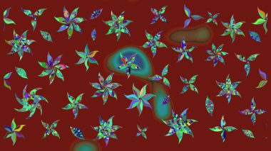 Raster. Kırmızı renkte güzel çiçekler, suluboya desenli eskiz deseni, duvar kağıdı, kart veya kumaş için fayanslı..