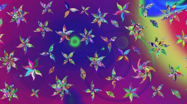 Çiçekli çiçek deseni, suluboya. Süslü kumaş deseni. Raster deseni.