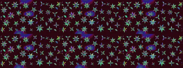 Soyut etnik raster çizim kalıbı. Vadinin çiçekleri kahverengi renklerde. Çiçekler..