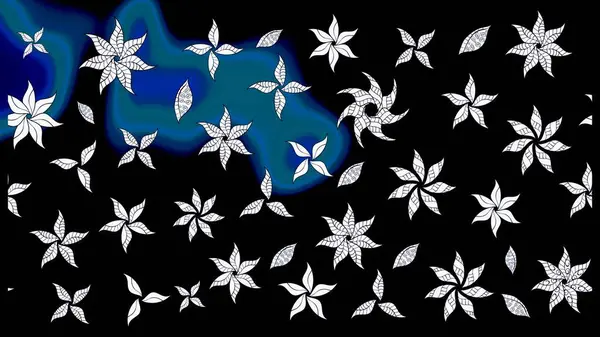 Siyah renkli çiçekler. Raster illüstrasyonu. Çizim çiçek deseni duvar kağıdı için kullanılabilir.