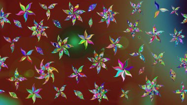 Soyut etnik raster çizim kalıbı. Vadinin çiçekleri kahverengi renklerde. Çiçekler..