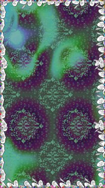 Yeşil renklerde. Çiçek. Kusursuz dekoratif arka plan, çiçek mandala. Raster illüstrasyonu.