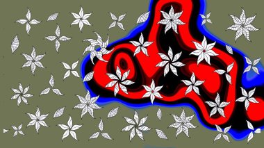 Hediye ambalaj kağıdı, tebrik kartları, posterler ve pankart tasarımı. Yeşil renkli çiçekler. Raster düz çiçek çizim deseni.