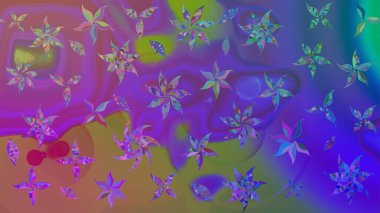 Raster illüstrasyonu. Suluboya tarzında mor renkler üzerinde. Küçük çiçekli bahar deseni çiz.