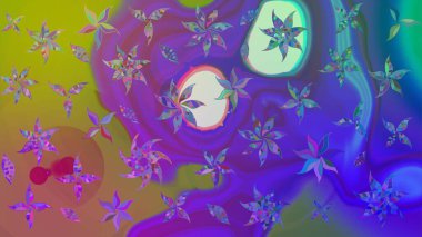 Raster hisseleri. Çiçekler menekşe üzerine. Suluboya, elle çizilmiş. Taslak arkaplan deseni.