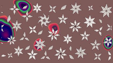 Düz Çiçek Elementleri Tasarımı. Güzel kumaş deseni. Renkli Bahar Teması eskiz kalıbı. Raster illüstrasyonunda çiçek deseni çizimi.