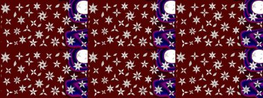 Raster illüstrasyonundaki çiçek desenli çizim. Kırmızı renkte çiçekler.