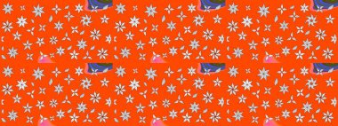 Nazikçe, güzel çiçek arkaplanı. Çiçekli karalama şeklinde Raster çiçek deseni. Turuncu renkte çiçekler.