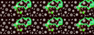 Çiçekli karalama şeklinde Raster çiçek deseni. Yumuşak, bahar çiçekleri siyah renklerde. Raster illüstrasyonu.