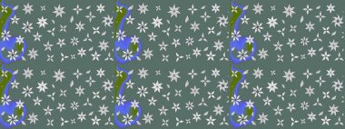 Tarafsız renklerde etnik çiçeklerle süslenmiş zarif bir eskiz. Asya Tekstil 'inde Raster Çiçek İllüstrasyonu.